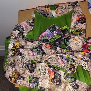 Green Monster Truck Print Pajama Set